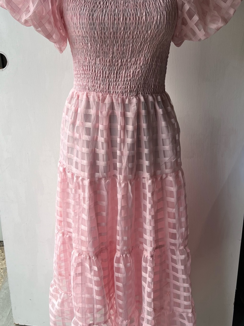 Girls Pink Smocked Tiered Dress